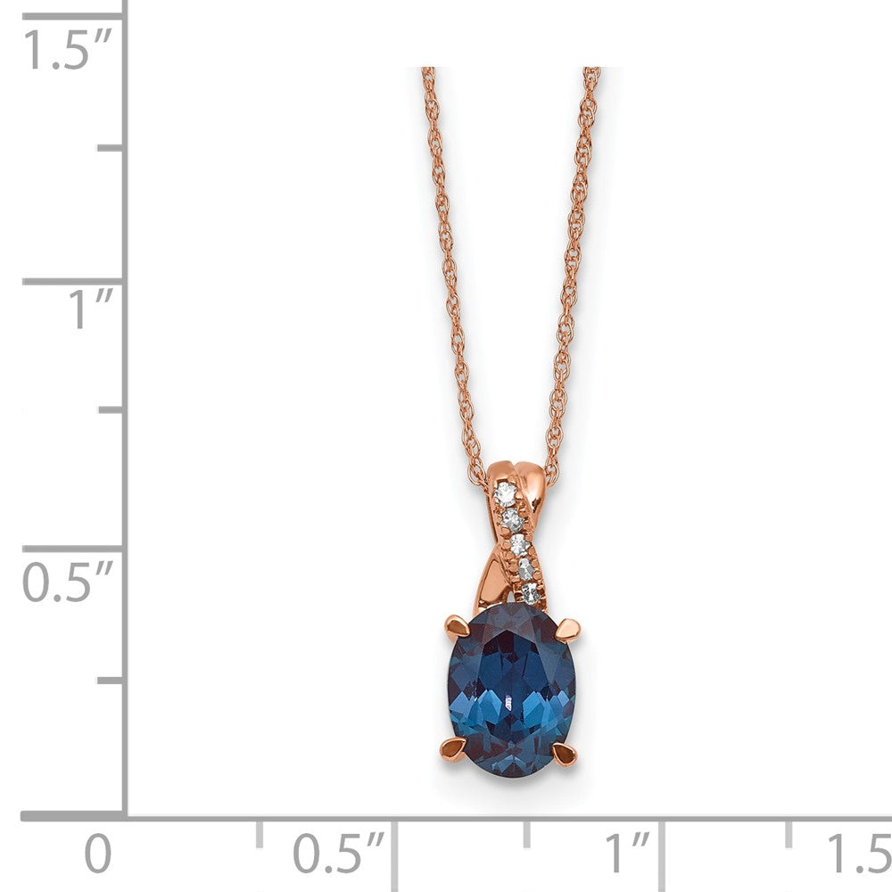 10kr 8x6 Cr. Alexandrite & Diamond Pend w/Chain