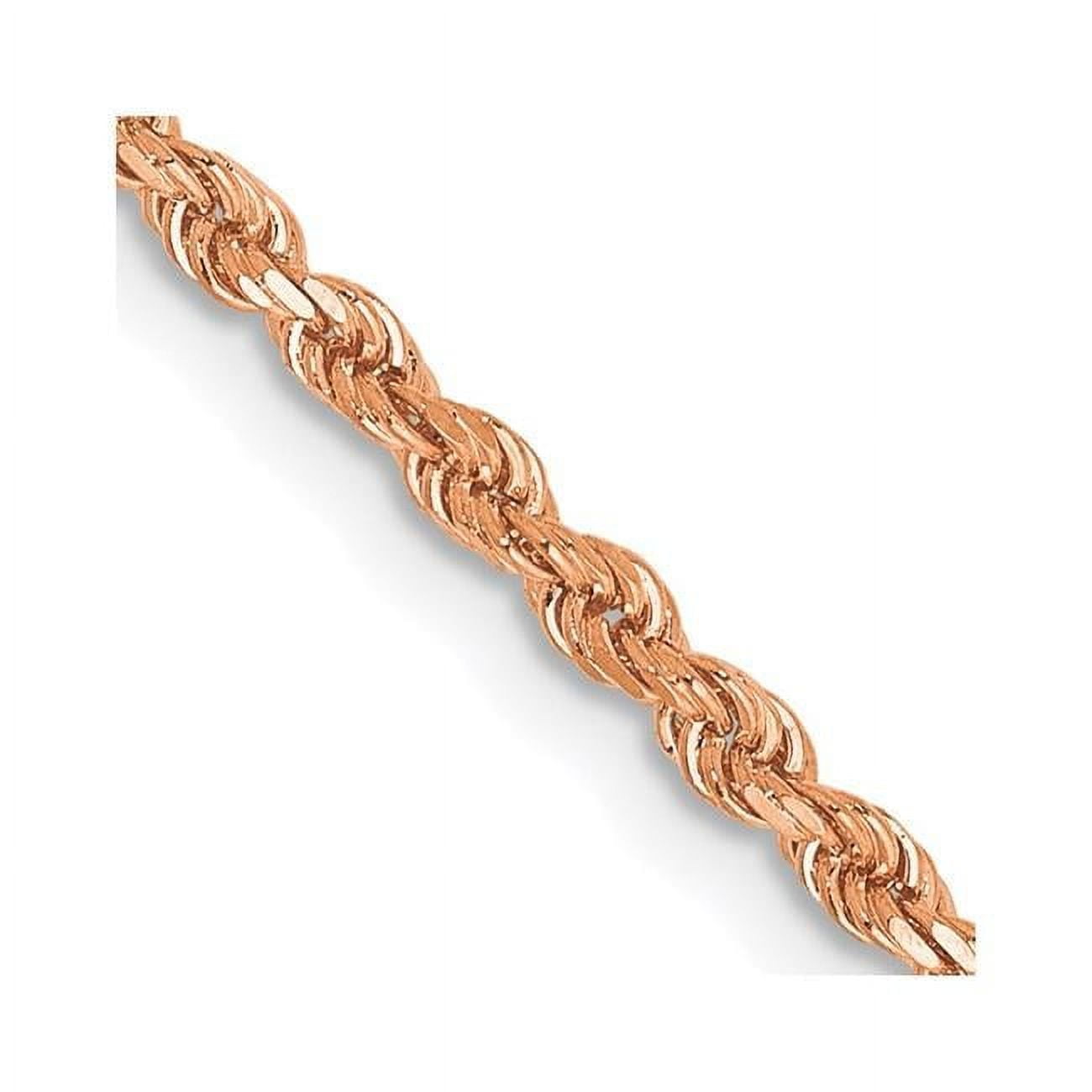 14K Rose Gold 30 inch 2mm Diamond-cut Rope with Lobster Clasp Chain
