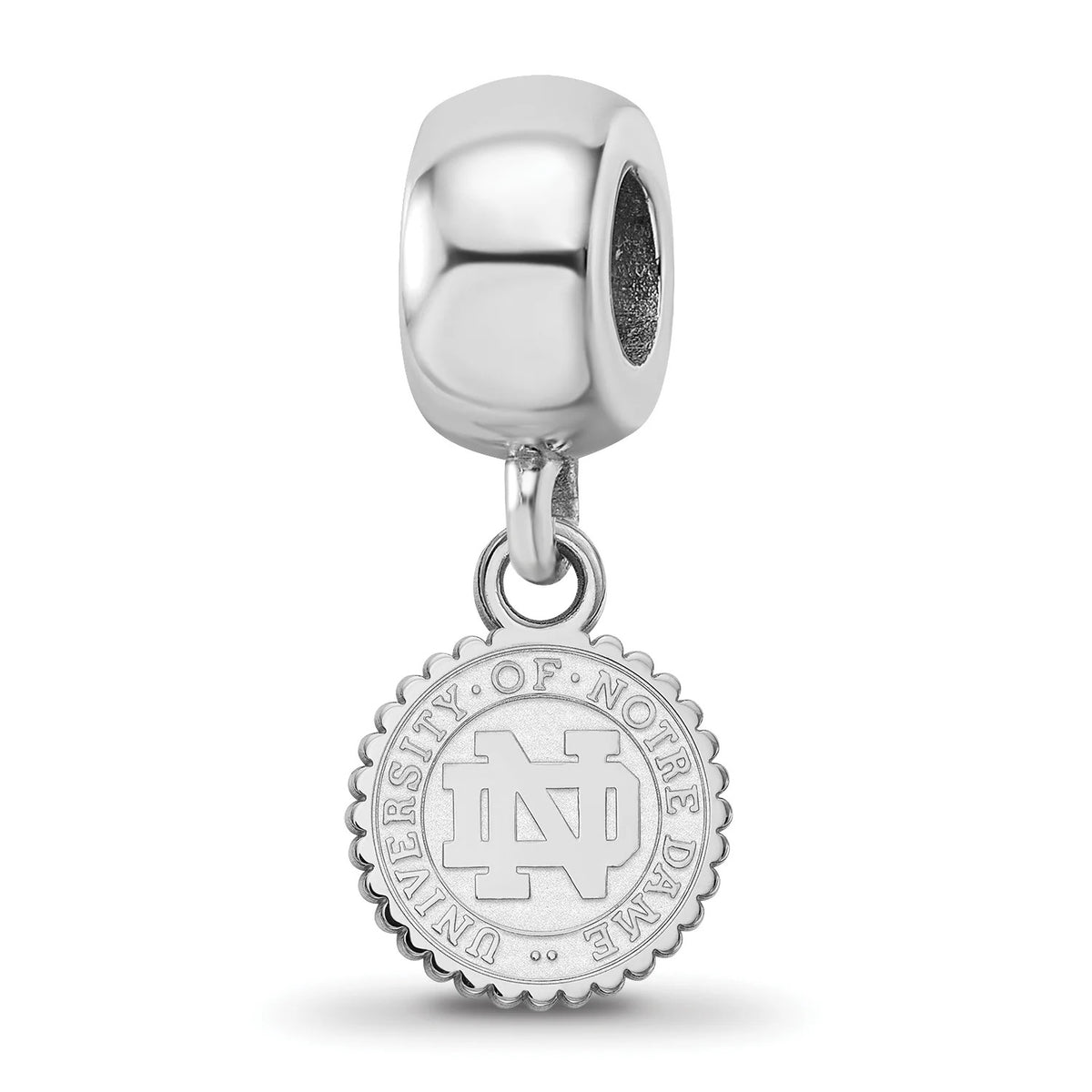 Sterling Silver Rhodium-plated LogoArt University of Notre Dame Crest Extra Small Dangle Bead Charm #Q-SS073UND