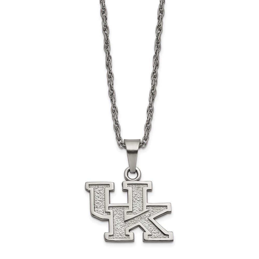 Stainless Steel LogoArt University of Kentucky U-K Pendant 18 inch Necklace with 2 inch Extender QST516UK