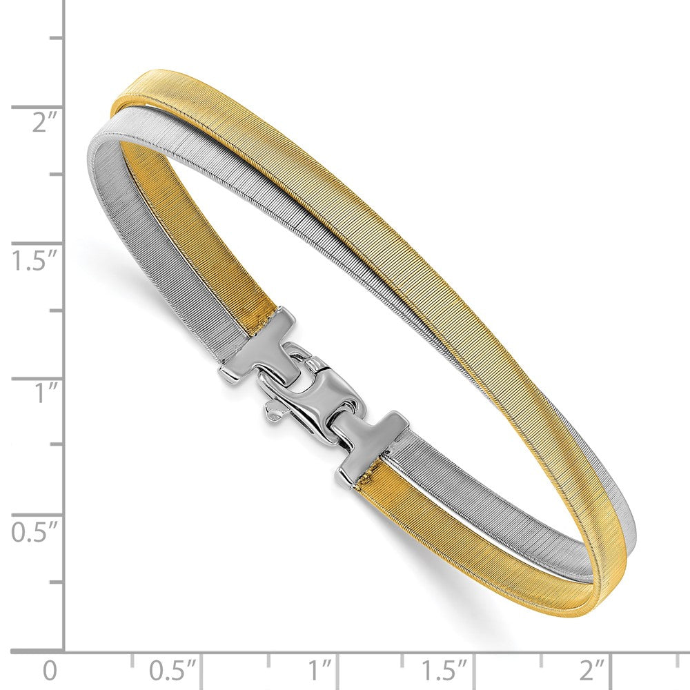 Sterling Silver Rhodium/Gold-plated Polished and Satin Bangle