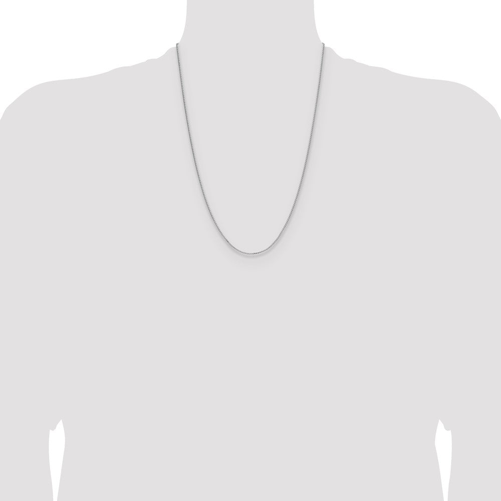 Sterling Silver Rhodium-plated 1.3mm 8 Sided D/C Double Spiga Chain