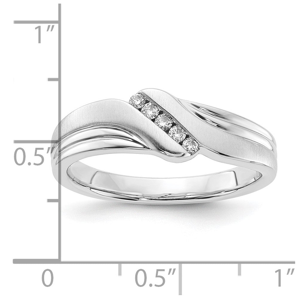 10K White Gold Polished & Brushed Diamond Band