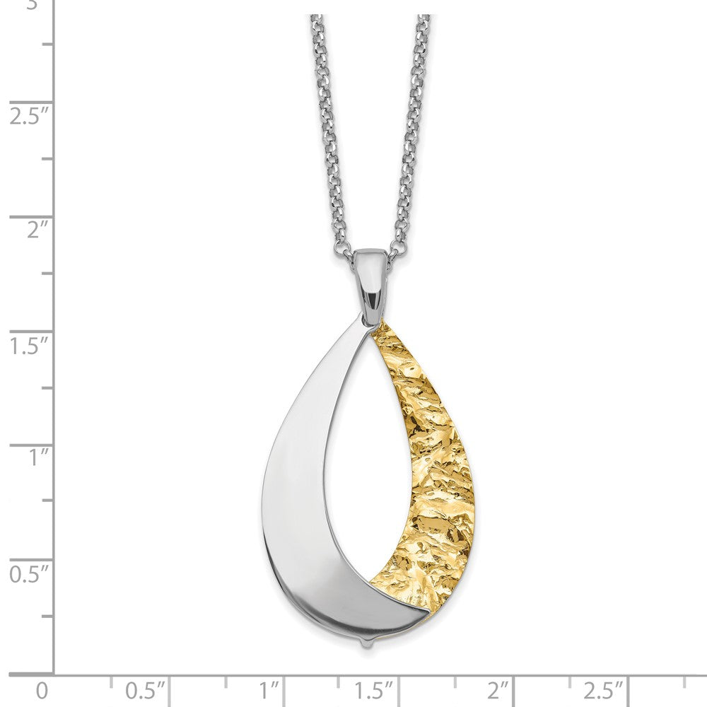Sterling Silver RH-plate Gold-plate D/C 18in Plus 1in ext Necklace