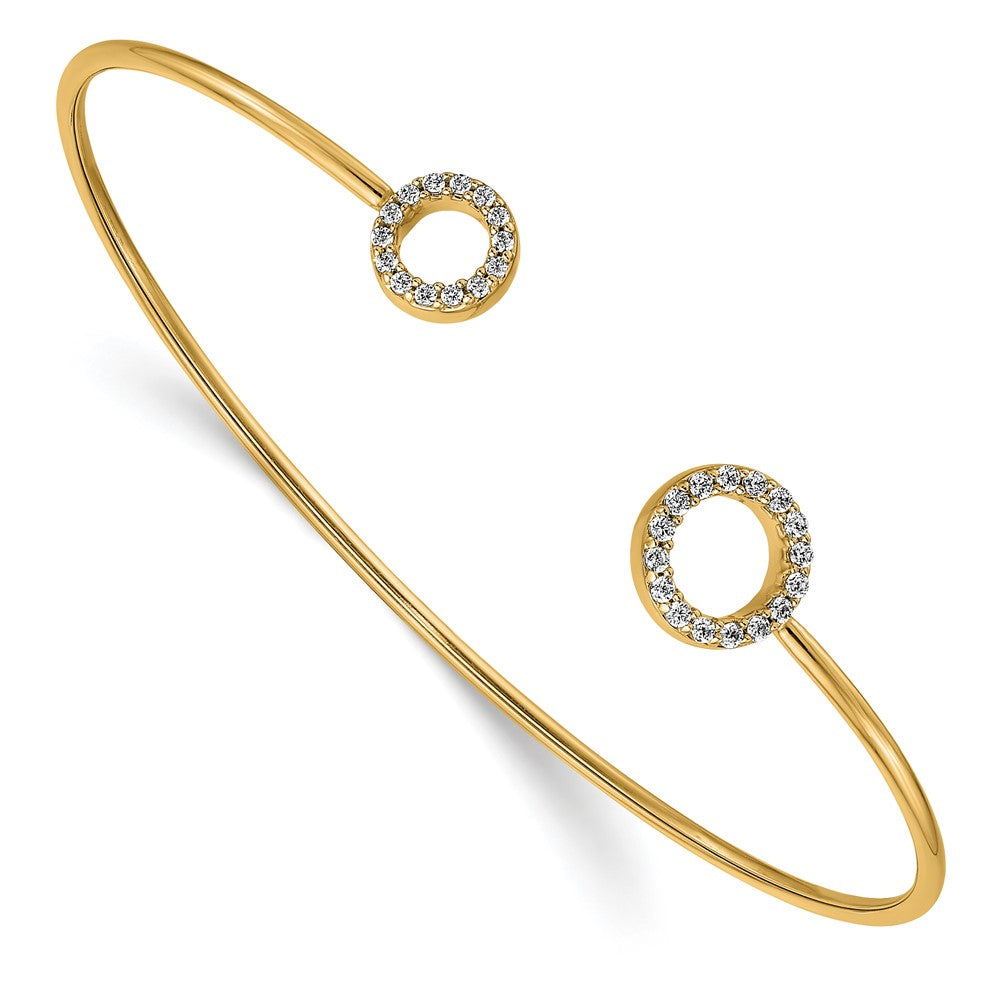 14k Yellow Gold Diamond Flexible Bangle 7 inches