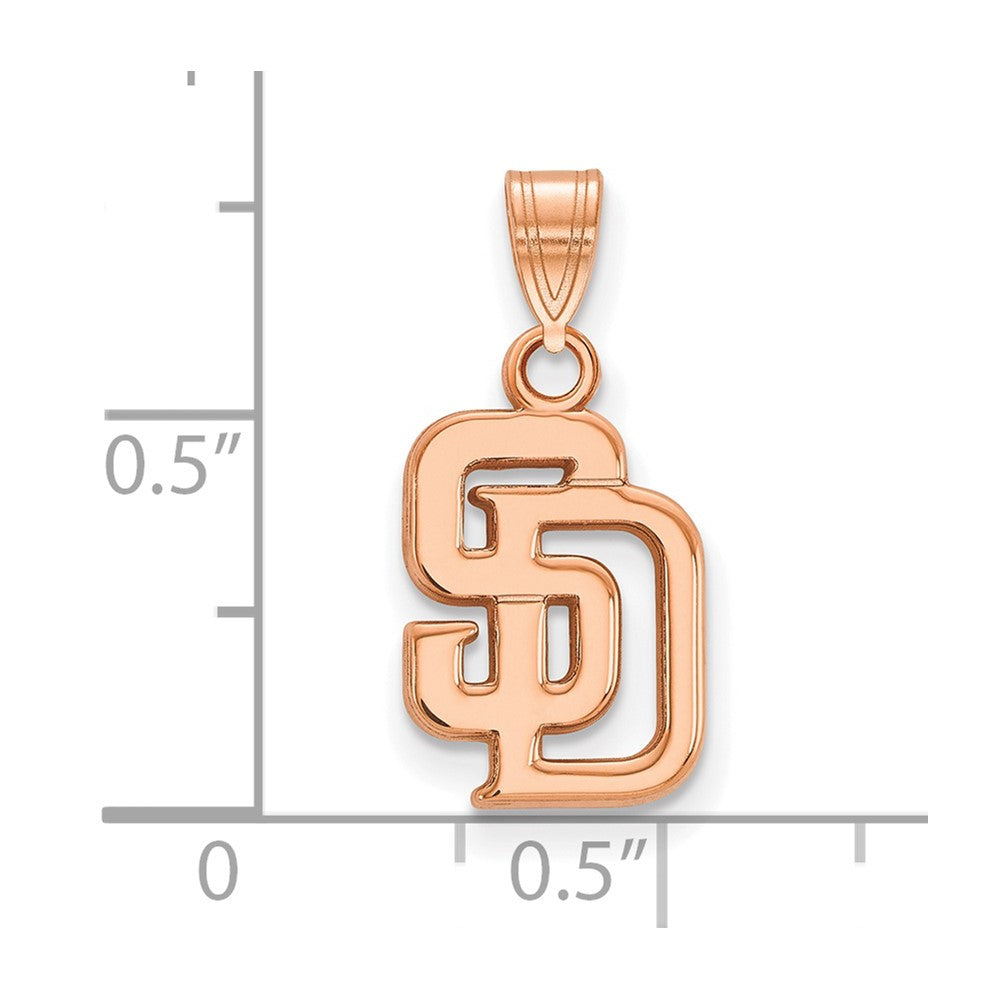 Sterling Silver Rose Gold-plated MLB LogoArt San Diego Padres Small Pendant