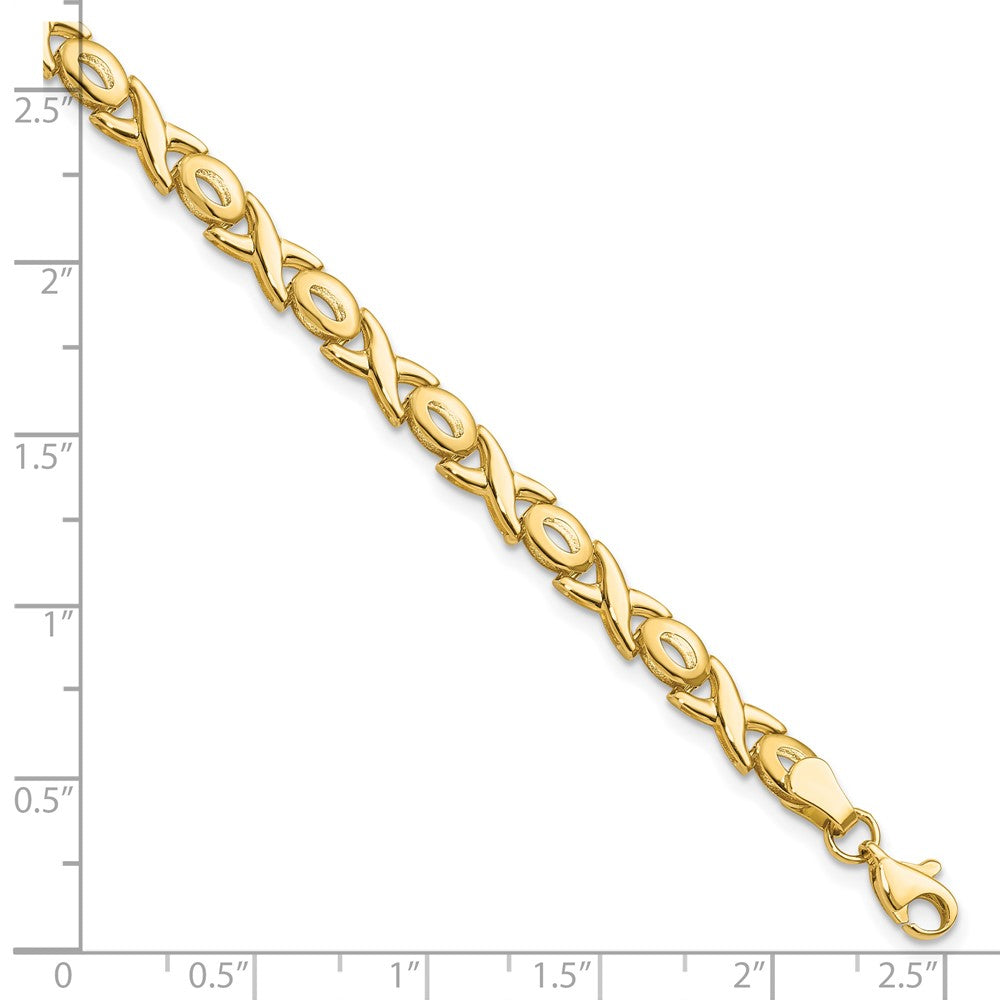 14K Polished XOXO Bracelet 7 inches