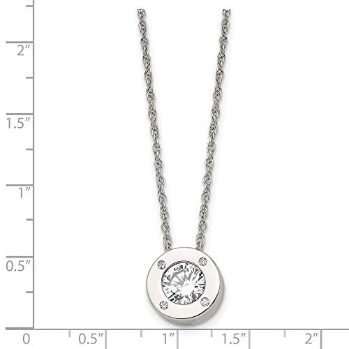 Stainless Steel Polished CZ April Birthstone 20in Necklace