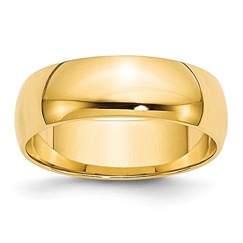 14k Yellow Gold 6mm Lightweight Half Round Wedding Band Size 5.5