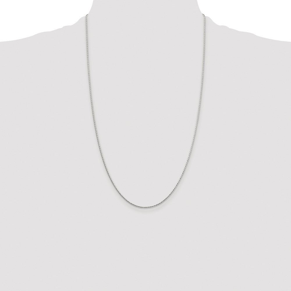 Sterling Silver Rhodium-plated 1.25mm Diamond-cut Round Spiga Chain