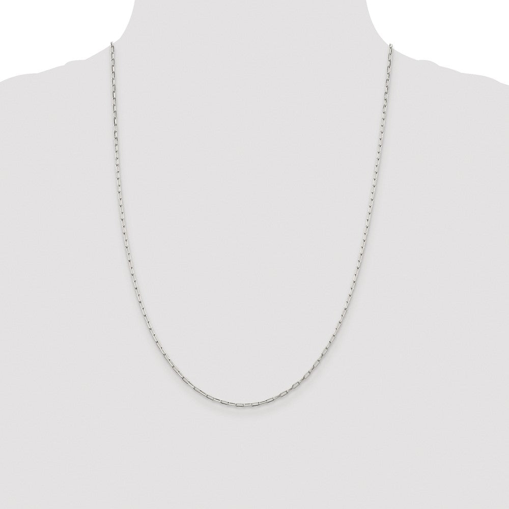 Sterling Silver Rhodium-plated 2mm Elongated Open Link Chain
