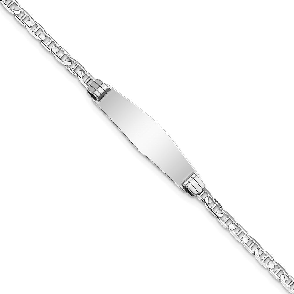 14K WG Soft Diamond Shape Anchor Link ID Bracelet 7 inches