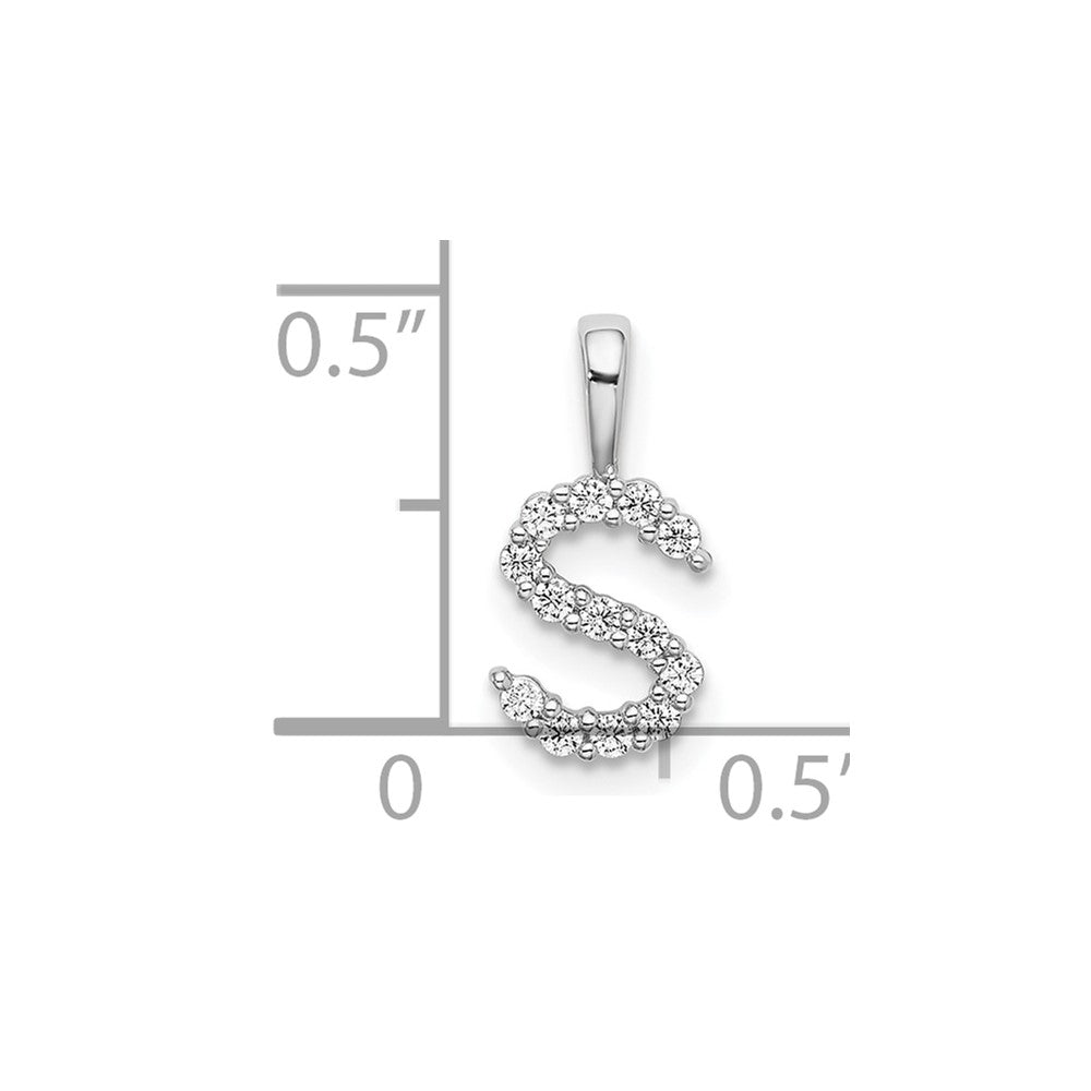 14k White Gold 1/8 carat Lab Grown Diamond VS/SI+ G+ Letter S Initial Pendant