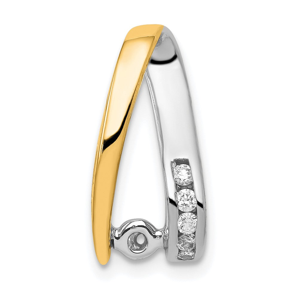 14k Two Tone 5/8 carat Lab Grown Diamond VS/SI+ G+ Round Complete Chain Slide Pendant