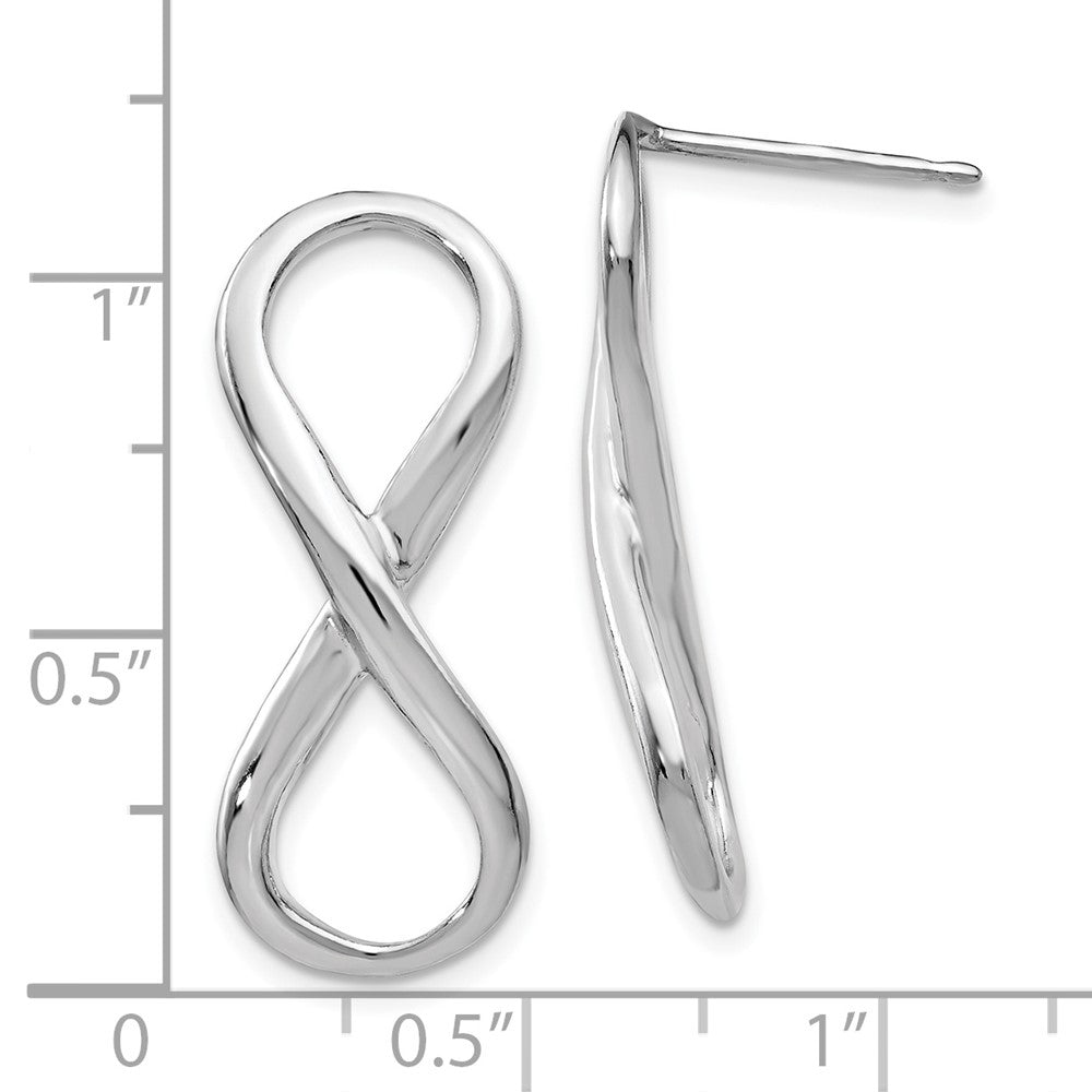 Sterling Silver RH-plated Polished Infinity Symbol Post Earrings