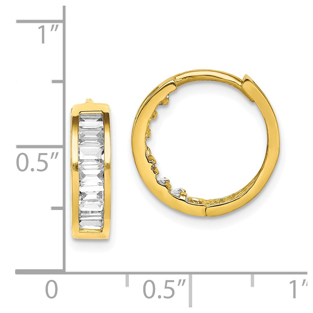 10K CZ Hinged Hoop Earrings