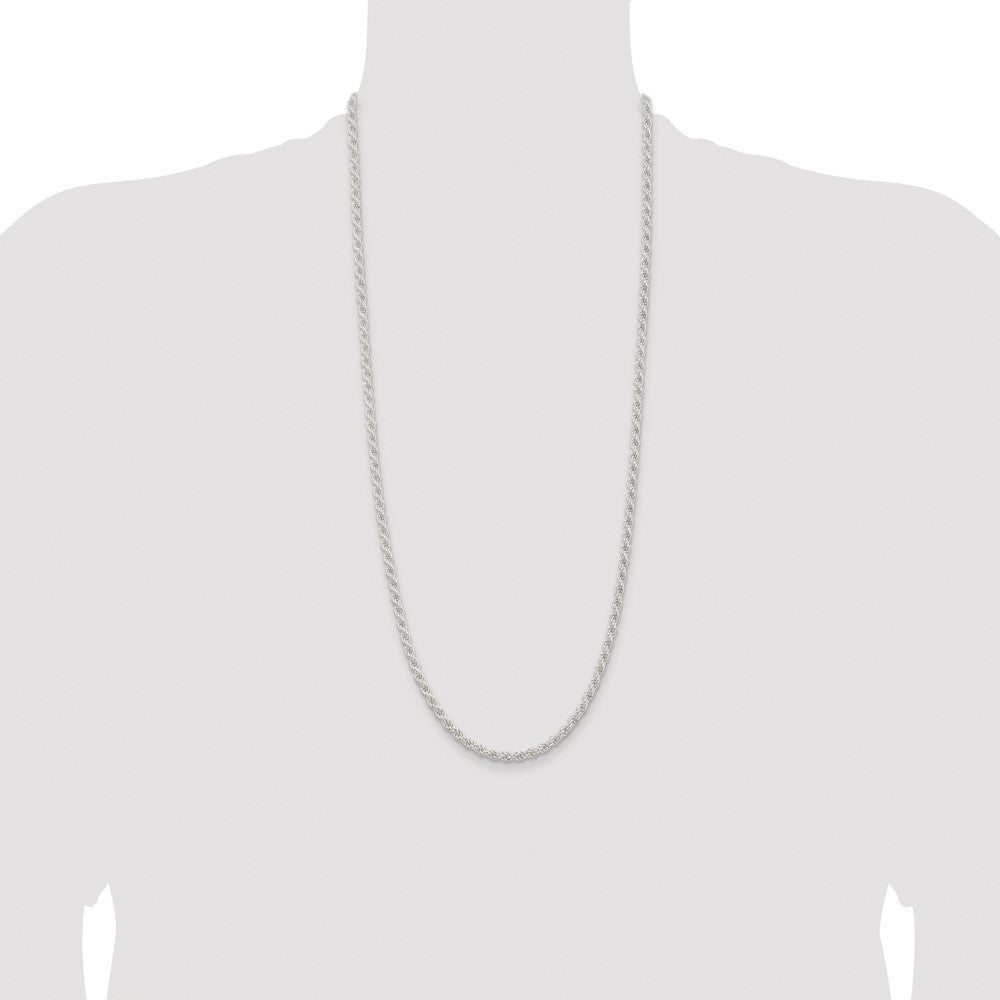 Sterling Silver Rhodium-plated 4.5mm Solid Rope Chain