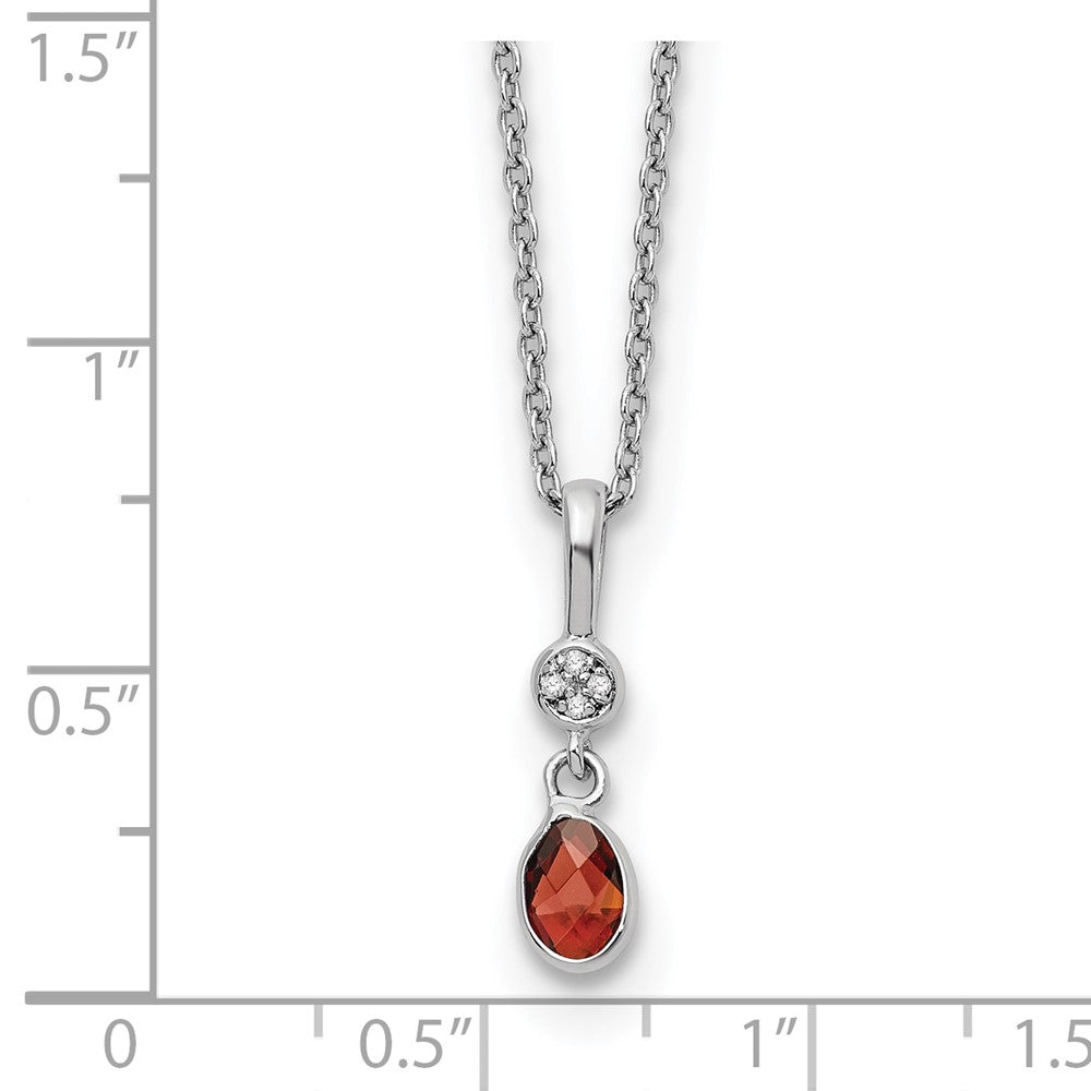 White Ice Sterling Silver Rhodium-plated 18 inch Diamond and Garnet Necklace with 2 inch Extender