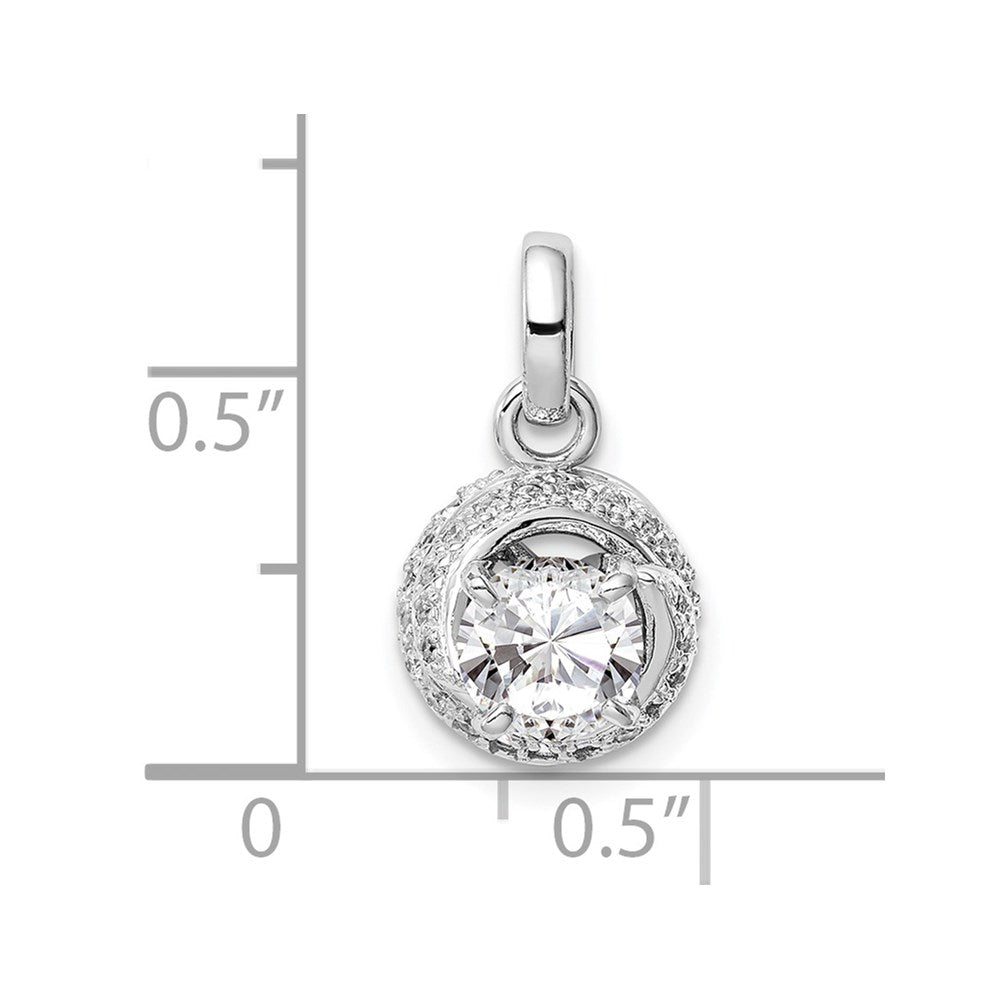 Sterling Silver Rhodium-plated 6mm CZ Swirl Pendant