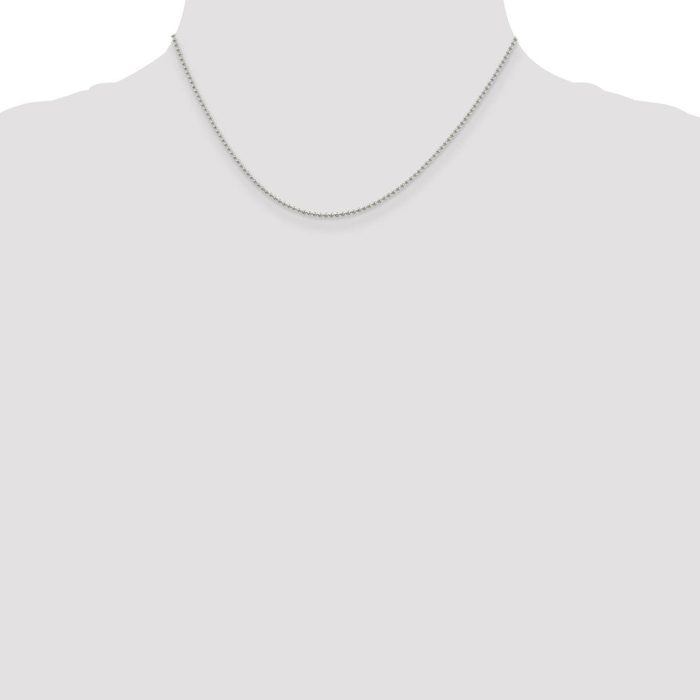 Sterling Silver 1.5mm Beaded Chain 16 Inches