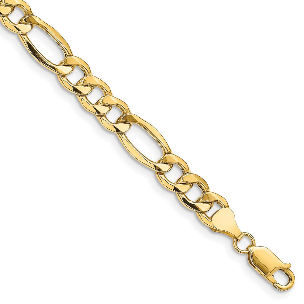 14K 8 inch 8.5mm Semi-Solid Figaro with Lobster Clasp Bracelet 8 inches