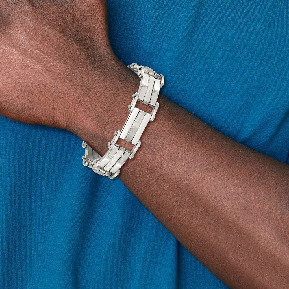 Stainless Steel Brushed and Polished 8.5in Bracelet 8.5 inches