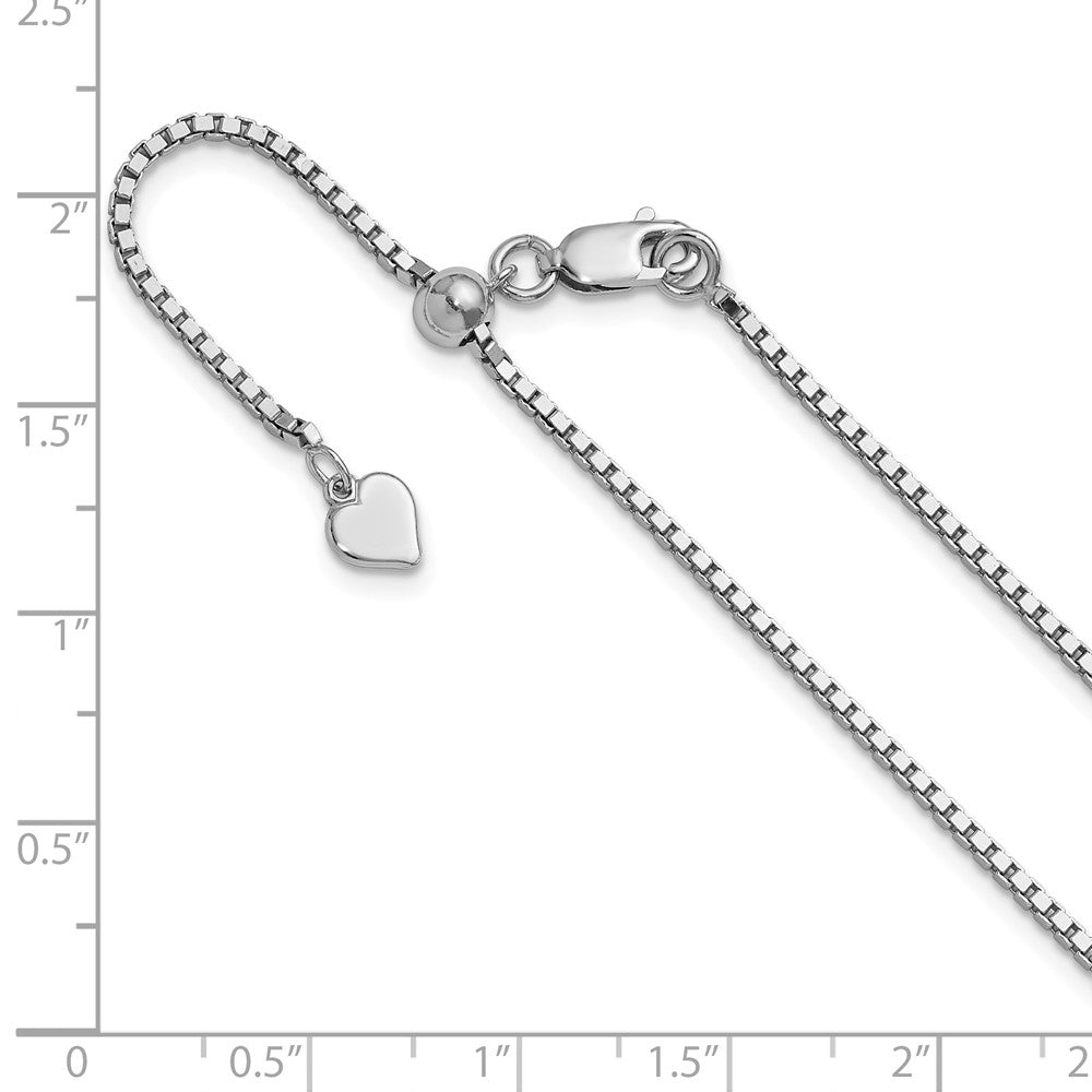 Sterling Silver RH-plated Adjustable 1.5mm Box Chain