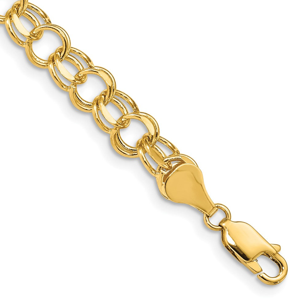 14k Double Link Charm Bracelet 7 inches