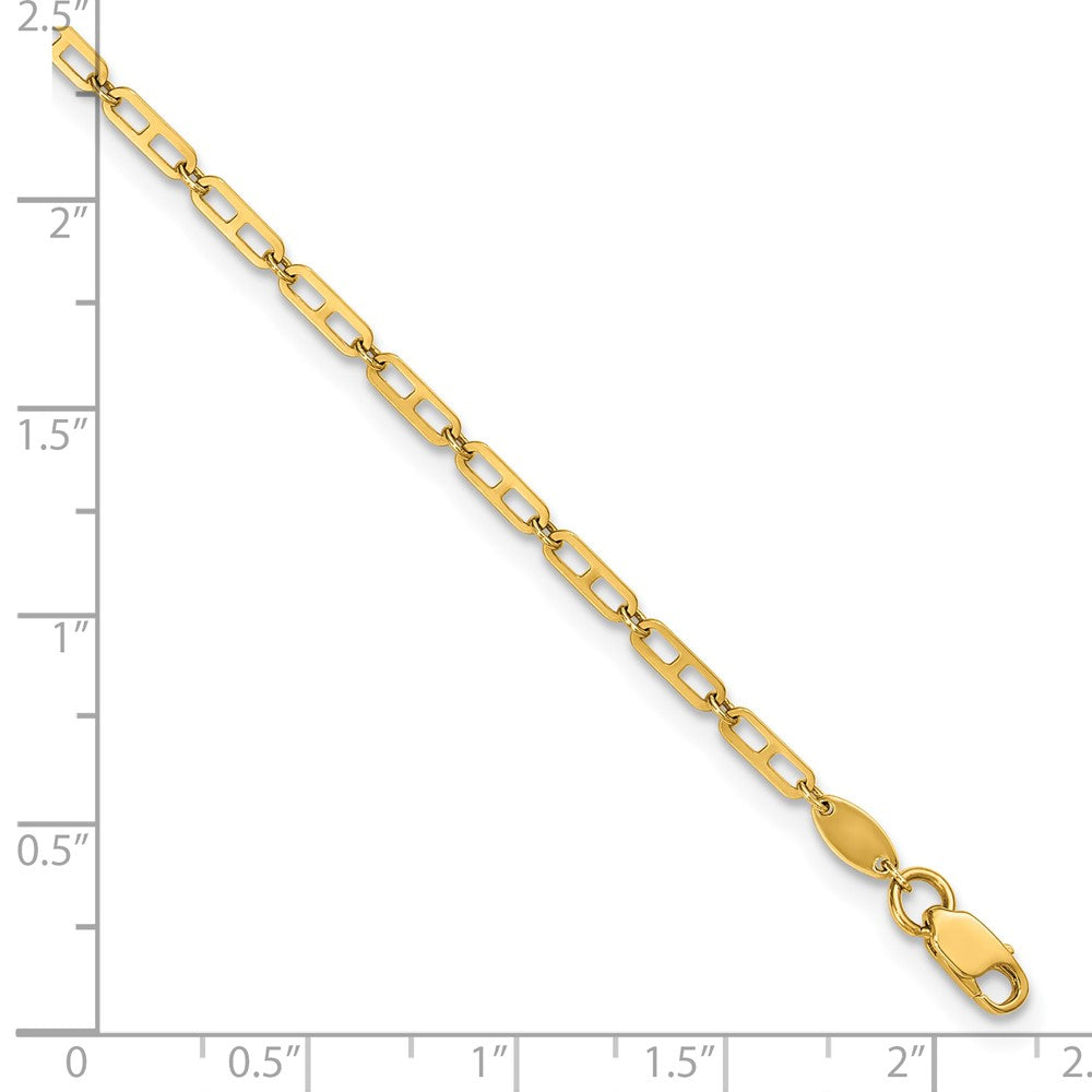 14k Polished Elongated Anchor Link 9 inch with 1 inch Extender Anklet