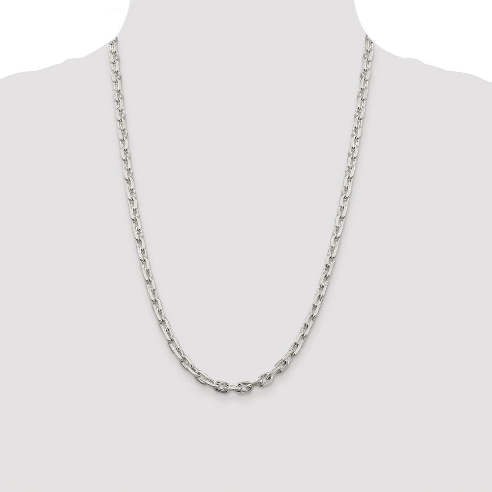 Sterling Silver Rhodium-plated 5.4mm Beveled Oval Cable Chain