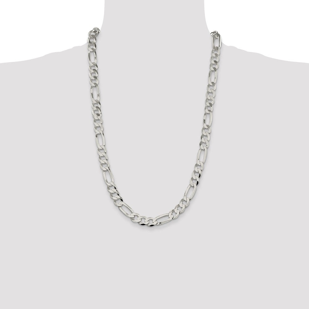 Sterling Silver 9.7mm Lightweight Flat Figaro Chain