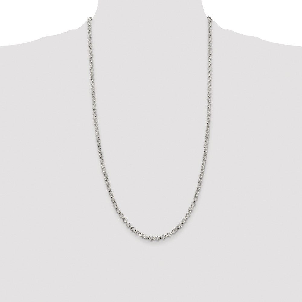 Sterling Silver Rhodium-plated 4mm Rolo Chain