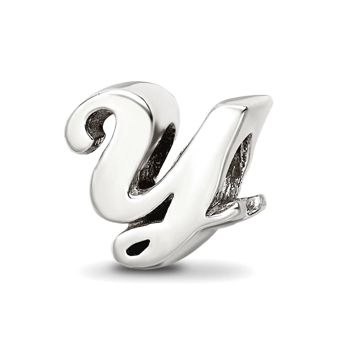 925 Sterling Silver Polished Reflections Letter Name Personalized Monogram Initial Y Script Bead Charm 10.91x10.91mm Wid