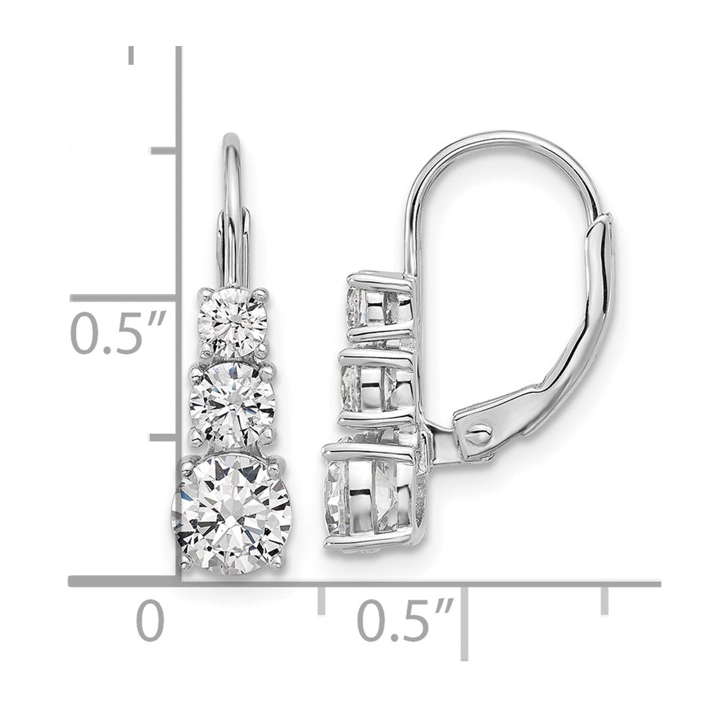 Sterling Shimmer Sterling Silver Rhodium-plated CZ 6 Stone Leverback Earrings