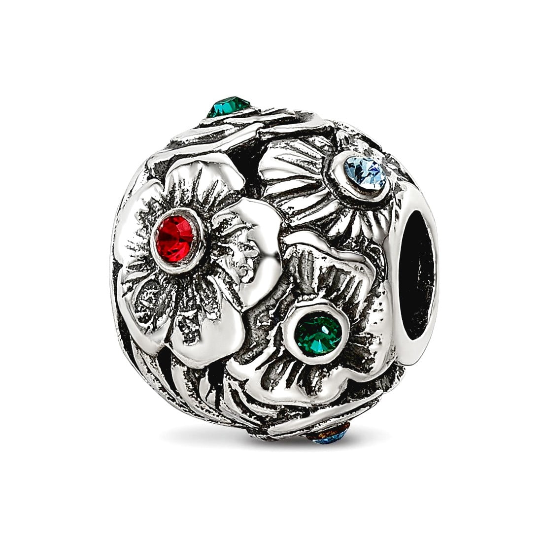 Sterling Silver Reflections Multicolor Preciosa Crystal Flower Bead
