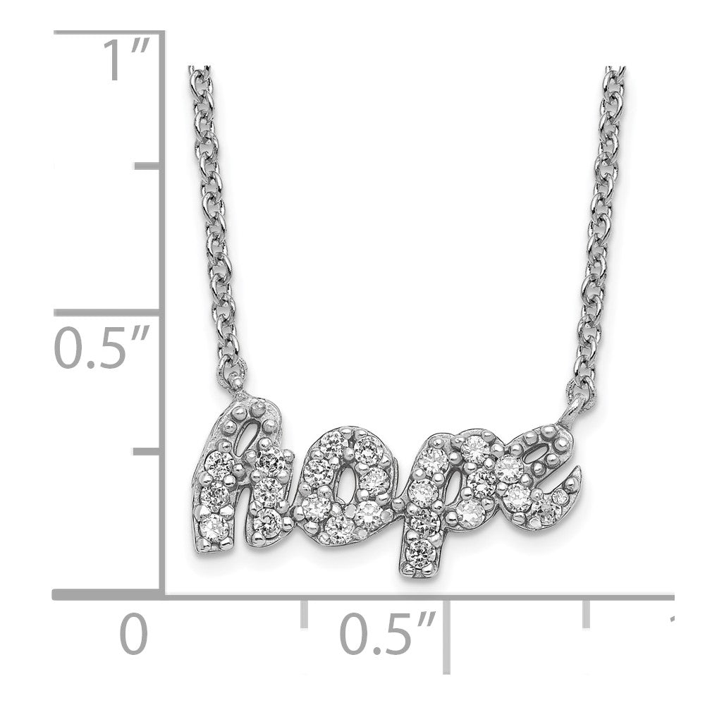Sterling Silver Rhodium-plated CZ Hope Necklace