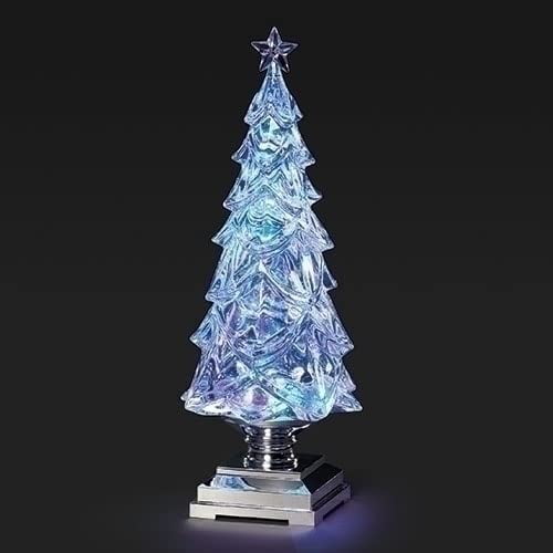 Roman Lighted Swirl Tree, Silver Base, 12.75-inch Height, Plastic
