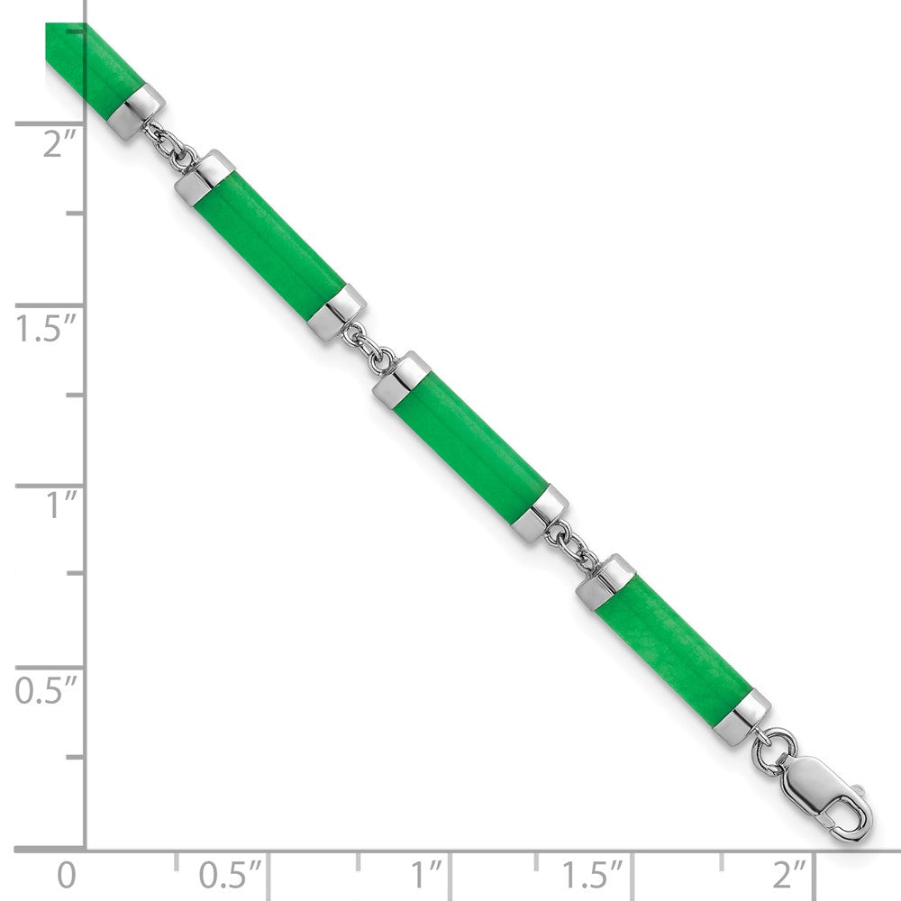 Sterling Silver Rhodium-plated Polished Jade Bars 8 Inch Bracelet 8 inches