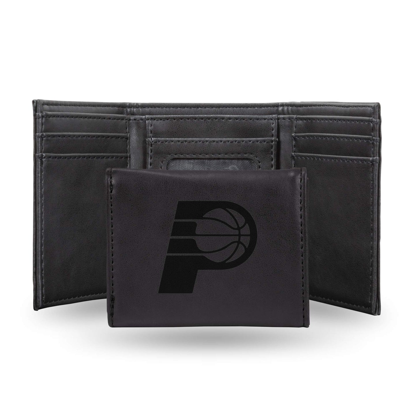Basketball Rico Industries Indiana Pacers Black Laser Engraved Trifold Laser Engraved Tri-Fold Wallet - Men's Accessory