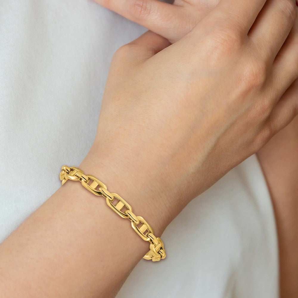 14K Polished Fancy Mariner Link Bracelet 7.5 inches
