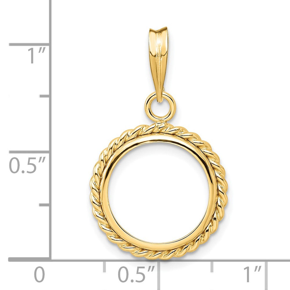 Wideband Distinguished Coin Jewelry 14k Polished with Twisted Wire 14.0mm Prong Coin Bezel Pendant