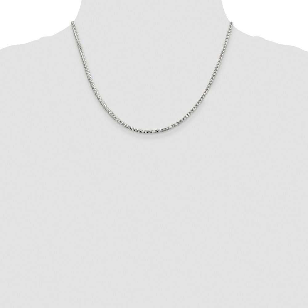 Sterling Silver Rhodium-plated 2.55mm D/C Square Franco Chain