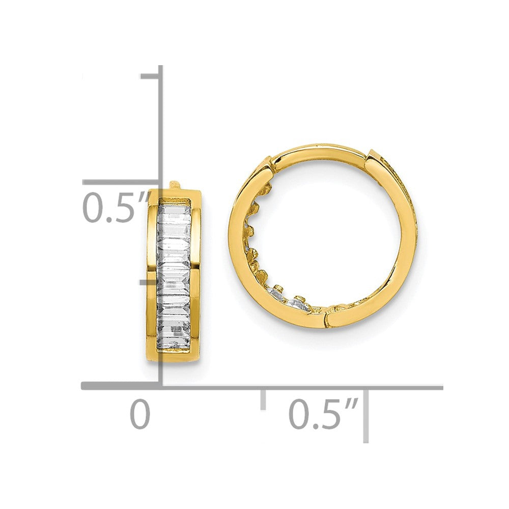 10K CZ Hinged Hoop Earrings