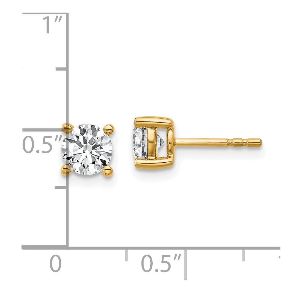 14k Yellow Gold 1 ctw Lab Grown Diamond VS+ F+ Round 4 Prong Heavy Wt. Stud Earrings