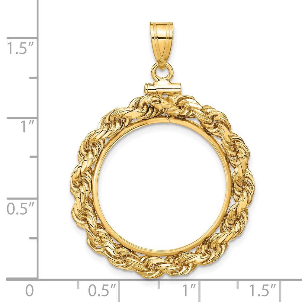 Wideband Distinguished Coin Jewelry 14k Polished Rope 22.0mm x 1.9mm Screw Top Coin Bezel Pendant