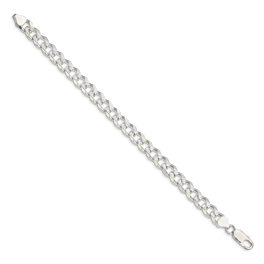 Sterling Silver 8.3mm Pav‚ Curb Chain 8 inches