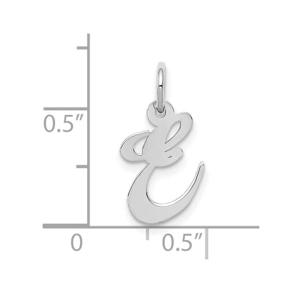 10k White Gold Small Fancy Script Initial E Charm