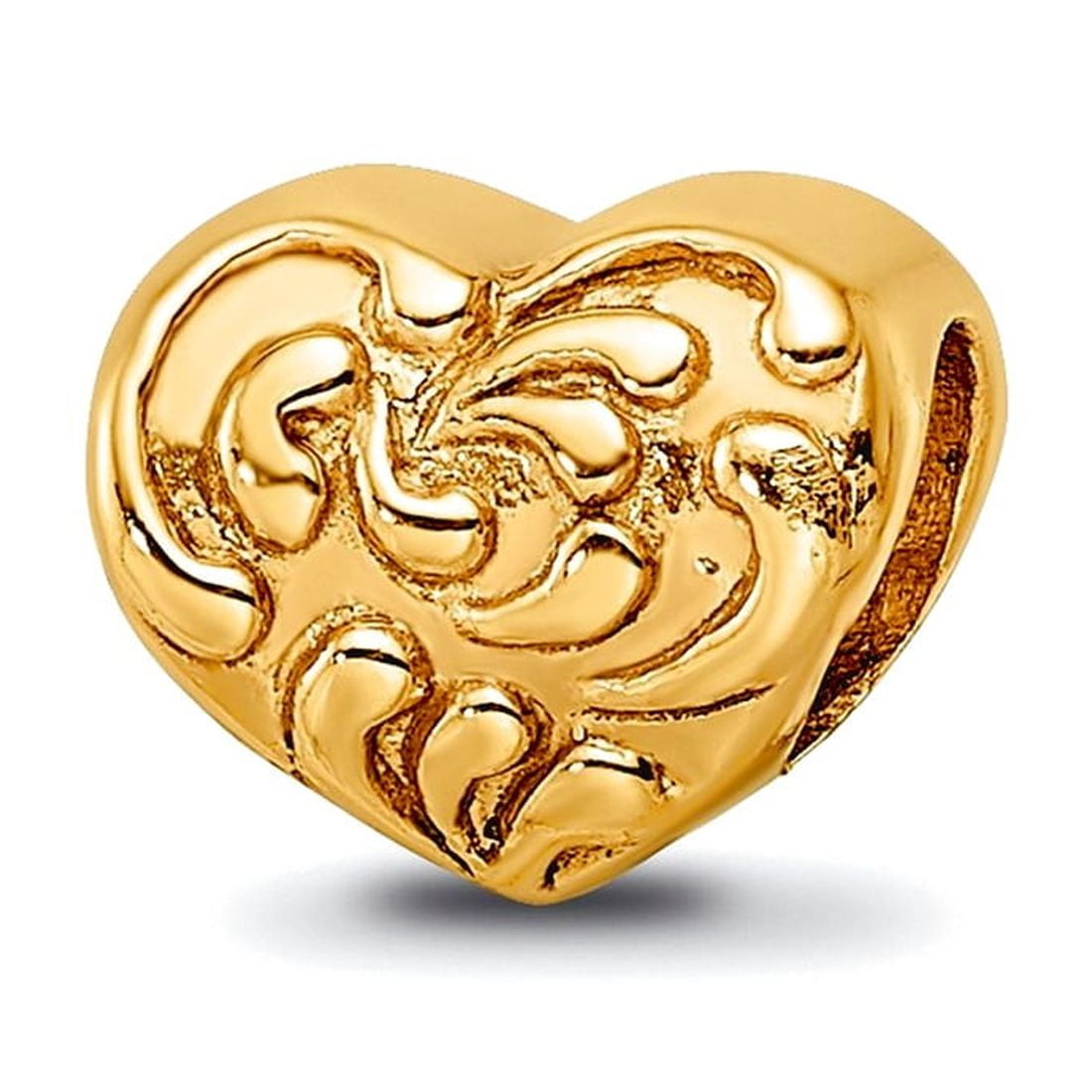 Sterling Silver Gold-plated Reflections Scroll Heart Bead