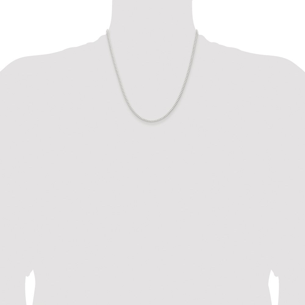 Sterling Silver Rhodium-plated 2.3mm Beveled Curb Chain
