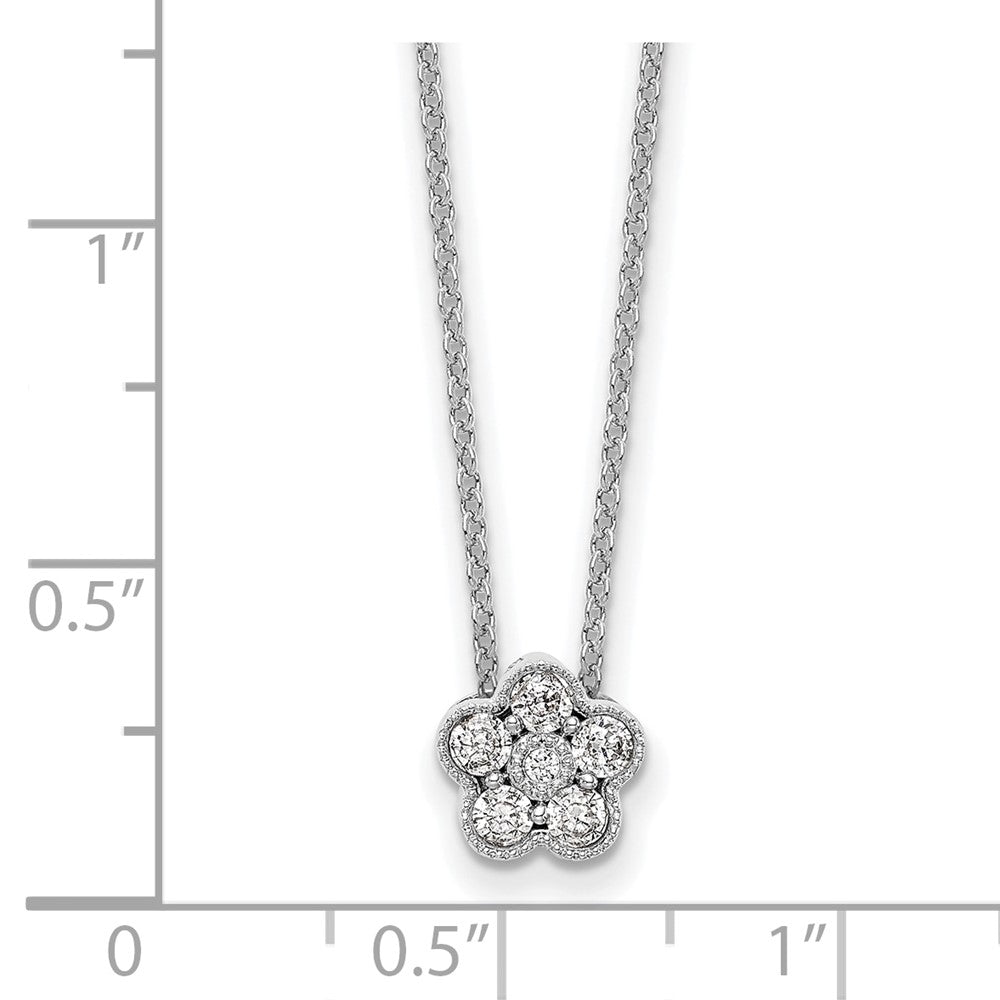 True Origin 14k White Gold 1/4 carat Lab Grown Diamond VS DEF 18 inch Floral Pendant Necklace